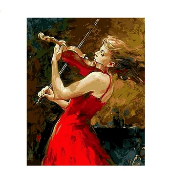 

Music Girl Theme Painting by Numbers with Combo Inner Frame Packed in Colorful Box with 4050 size Colorful Canvas and Brushs