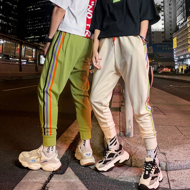 Pantalon A Rayures Pour Hommes Vert Rouge Serre Quatre Pieces Hip Hop Cheville Extensible Sport Danse Aliexpress