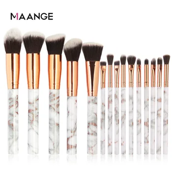

MAANGE 15 Pcs Professional Makeup Brushes Set Marble Face Powder Foundation Eyeshadow Concealer Make Up Brushes Beauty Eye Brush