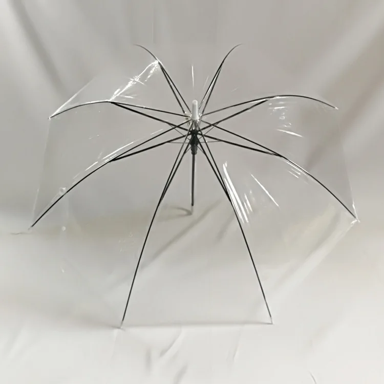 Transparent Long Handle Umbrella Plastic POE Leaf Cage Sun Parasol Female Semi-automatic Sunshade | Дом и сад