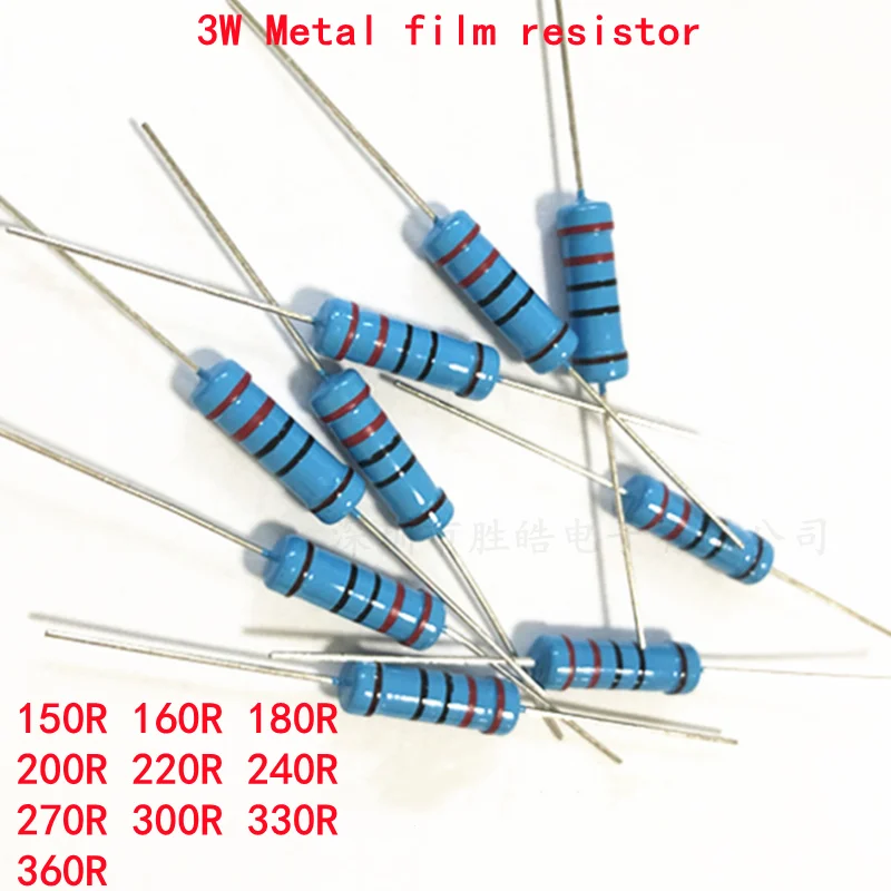 10pcs 3W Metal film resistor 1% 150R 160R 180R 200R 220R 240R 270R 300R 330R 360R 150 160 180 200 220 240 270 300 330 360 ohm