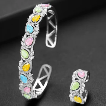 

GODKI Luxury Saudi Arabia Bangle Ring Set For Women Full Micro Cubic Zircon Pave Party Wedding Saudi Arabic Dubai Jewelry Sets