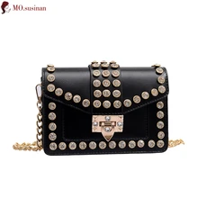 Сумки через плечо с цепочкой для женщин Высококачественная кожаная сумка на плечо женская маленькая квадратная сумка с бриллиантами модная сумка-мессенджер с клапаном