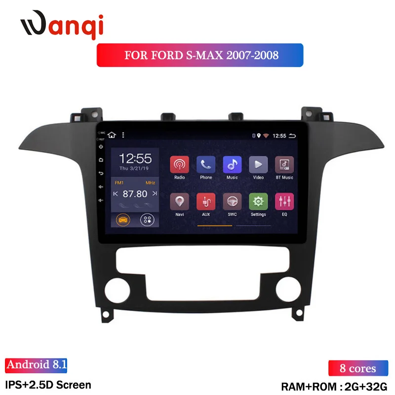 2G ram 32G rom автомобильный Радио Мультимедиа Видео плеер навигация gps Android 8,1 9 дюймов для ford S-max 2007-2008 поддержка Mirror-link - Цвет: Eight cores