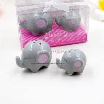 

100pcs= 50sets Baby shower favor 'Mommy and Me - Little Peanut Elephant ceramic Salt and Pepper Shaker Wedding Favors and Gifts