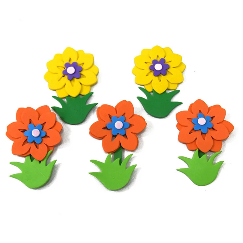 

6pcs Kindergarten Decoration Material DIY Handmade Three-dimensional Wall Sticker Smiley Small Flower Creative Wall Sticker