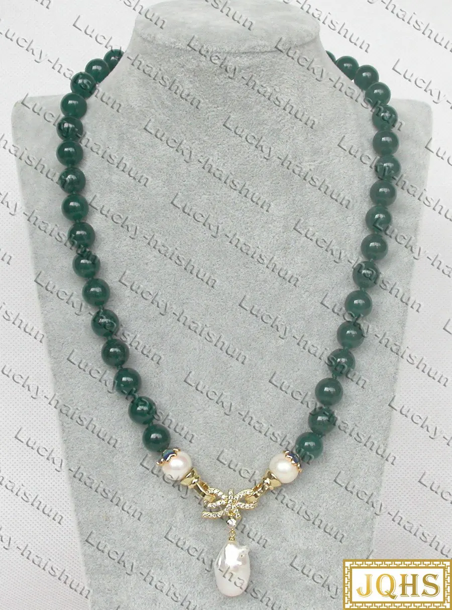 

Natural 48cm 10mm Round Green Jade White Pearls Pendant Necklace C369 Necklace For Women Butterfly Keychain Butterfly Necklace