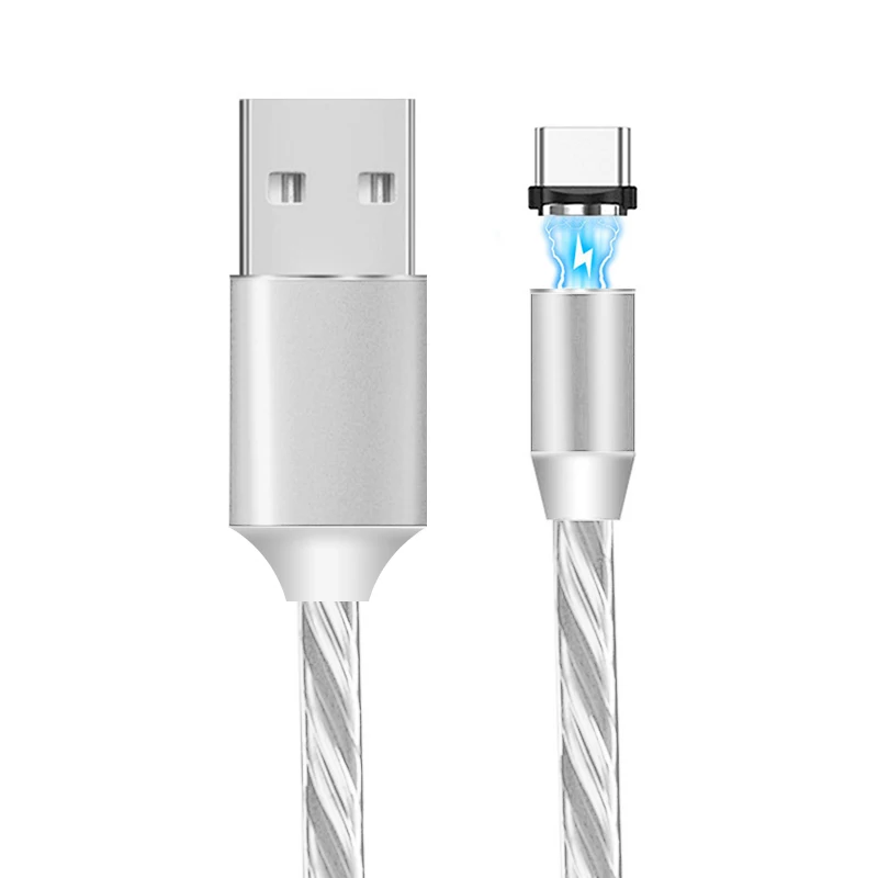 Быстрая зарядка Магнитный Micro usb type-c светодиодный кабель для передачи данных для hauwei samsung xiaomi9 светодиодный магнитный кабель для зарядки type C