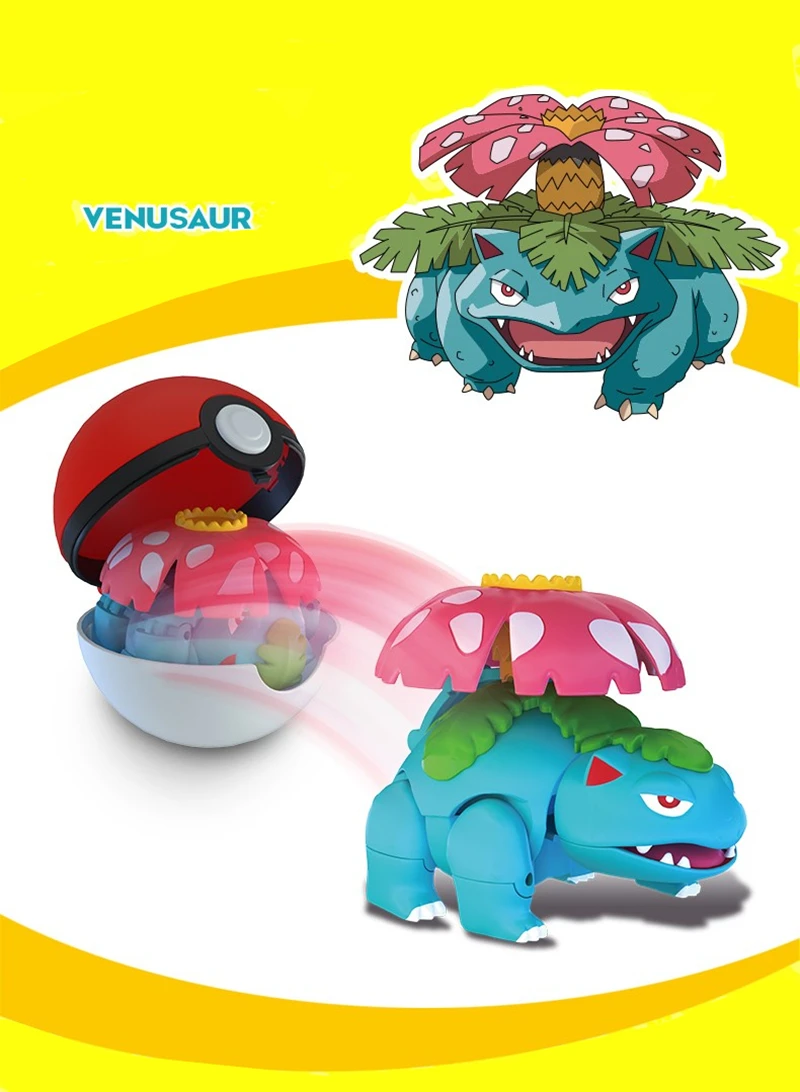 Genuine Pokemon Box Set Pocket Monster Pokeball Deformation Toys Pikachu Venusaur Charizard Gyarados Mewtwo Anime Figure Model