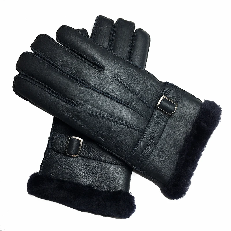 

Winter Gloves Men Genuine Sheepskin Leather Gloves Fashion 2020 New Autumn Warm Screen Full Finger Black Gloves High Quality