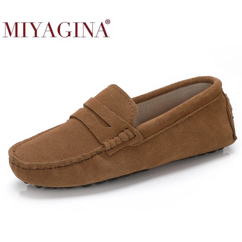 Zapatos planos de piel auténtica para mujer, calzado de conducción de marca, de alta calidad, informales, para primavera y verano