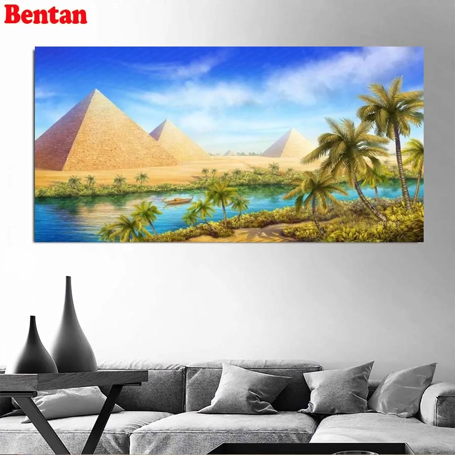 

5d diy diamond painting Full square drill mosaic set Egypt pyramid landscape diamond Embroidery round rhinestone art home decor
