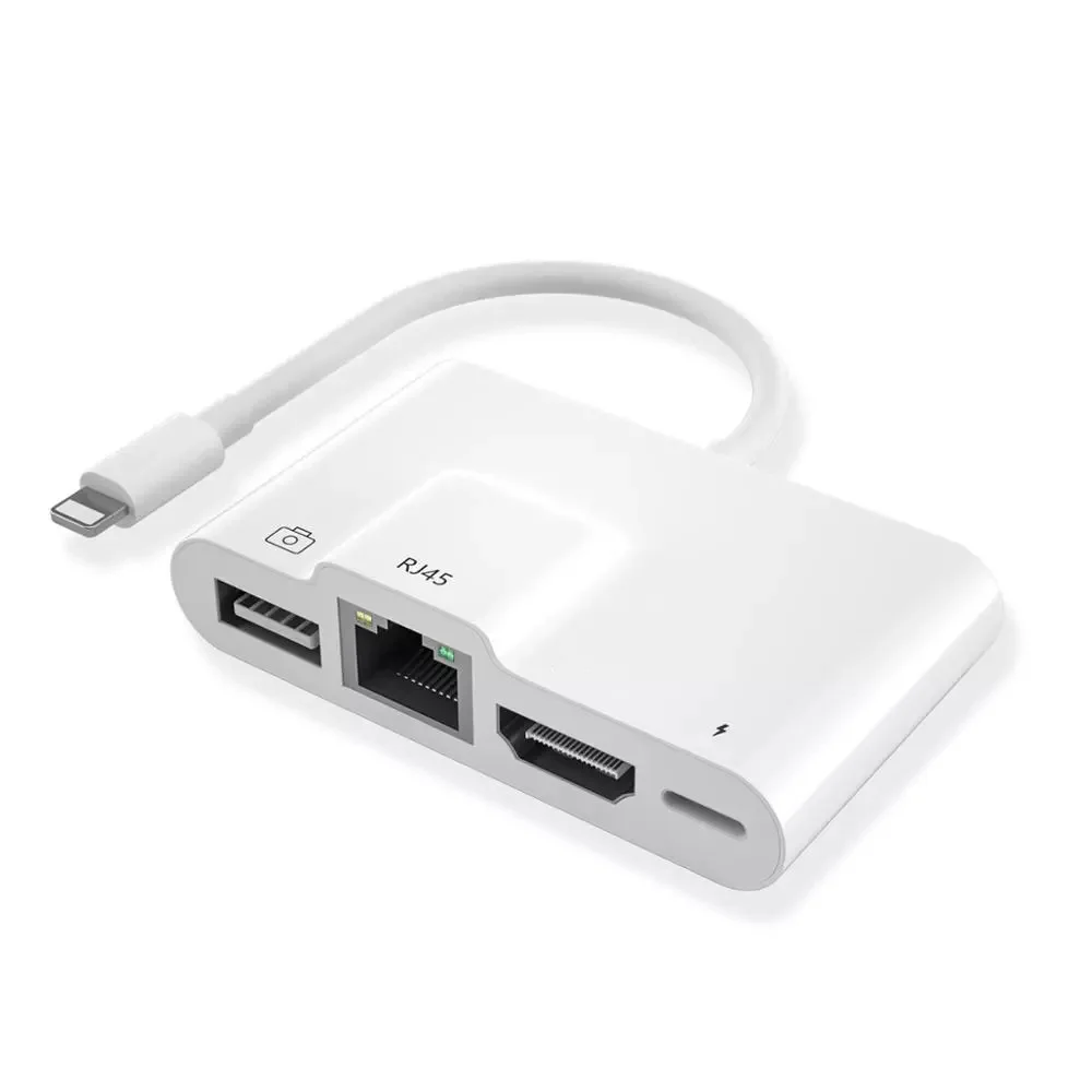 Адаптер Lightning на Rj45 Ethernet LAN HDMI-совместимый 4K TV TF SD карта USB-хаб для камеры конвейер