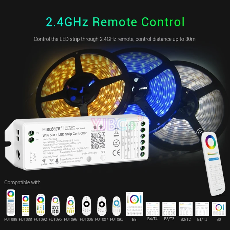 Контроллер светодиодный Miboxer 5 в 1 Wi Fi WL5 2 4 ГГц 15 А YL5 усовершенствованная лента с