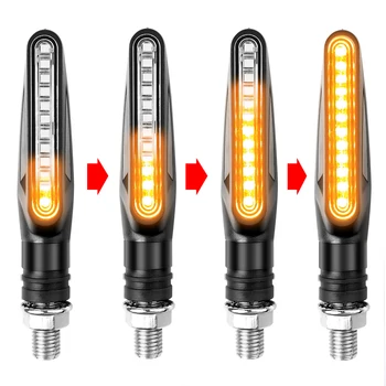 오토바이 방향 지시등, 12V LED 테일 점멸기, 흐르는 물 점멸기, IP68 구부릴 수 있는 오토바이 깜박이 조명, 2 개