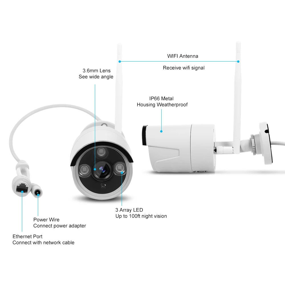 Беспроводная камера видеонаблюдения NVR 2 МП HD Wi Fi ночное видение P2P детектор