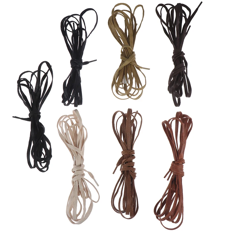 1Pair Waxed Flat Shoelaces Leather Waterproof Casual Shoes Laces Unisex Boots Shoelace Length 140 160 180CM