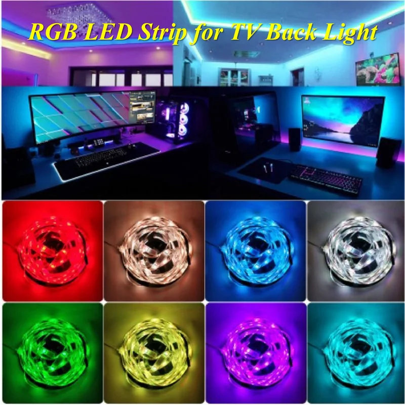 

Bluetooth LED Strip Light TV Back Lighting 5050 SMD Self Adhensive Tape Flexible Ribbon USB Connector APP Control 1/2/3/4/5m