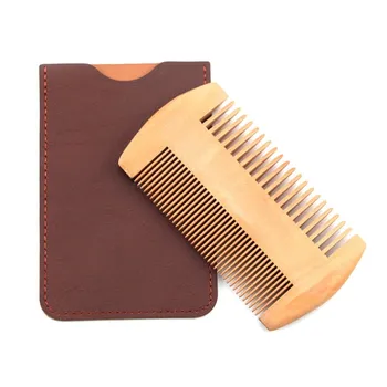 

1PCS Natural Pear Wood Wide Teeth+Fine Comb Men's Beard Care Women Hair Care Pocket Size Comb Customize Logo Pocket Size 3inch