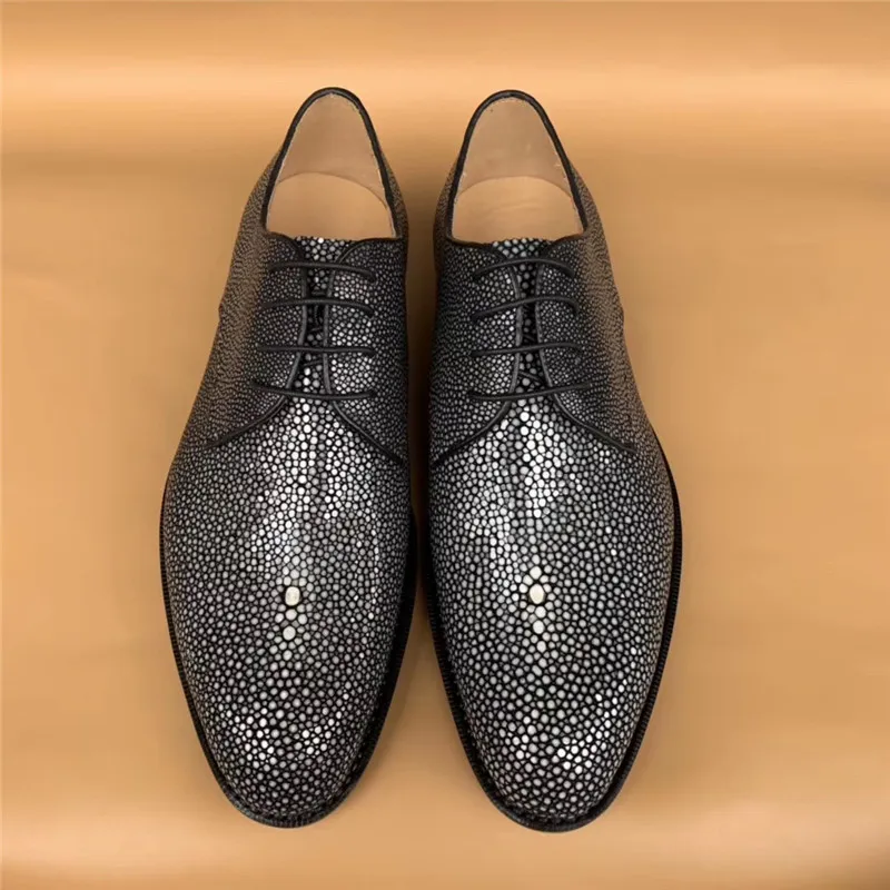 Мужские модельные туфли ручной работы из натуральной кожи ската в деловом и формальном стиле; мужские туфли на шнуровке из Тайланда