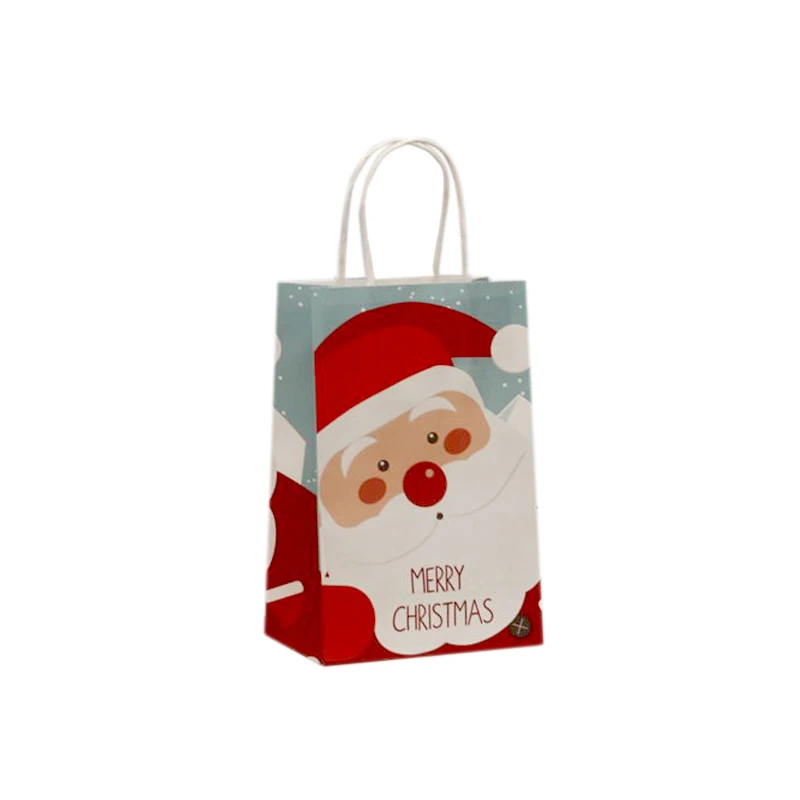 Santa Claus 10 шт./лот мультфильм Рождественский Бумажный Пакет праздничные подарочные пакеты с ручками вечерние принадлежности для ювелирных изделий, подарочная упаковка 21*13*8 см - Цвет: Santa Claus