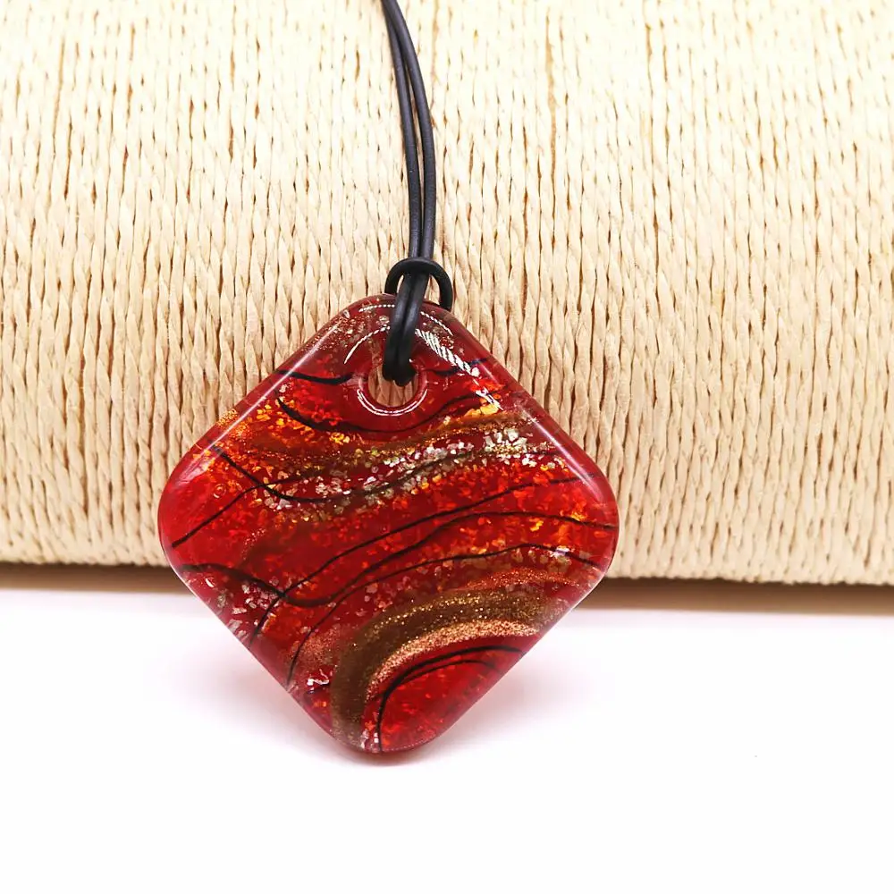 red 4 шт разный стеклянный кулон с каплями воды круглый квадратный Модный Ювелирный кулон - Окраска металла: red