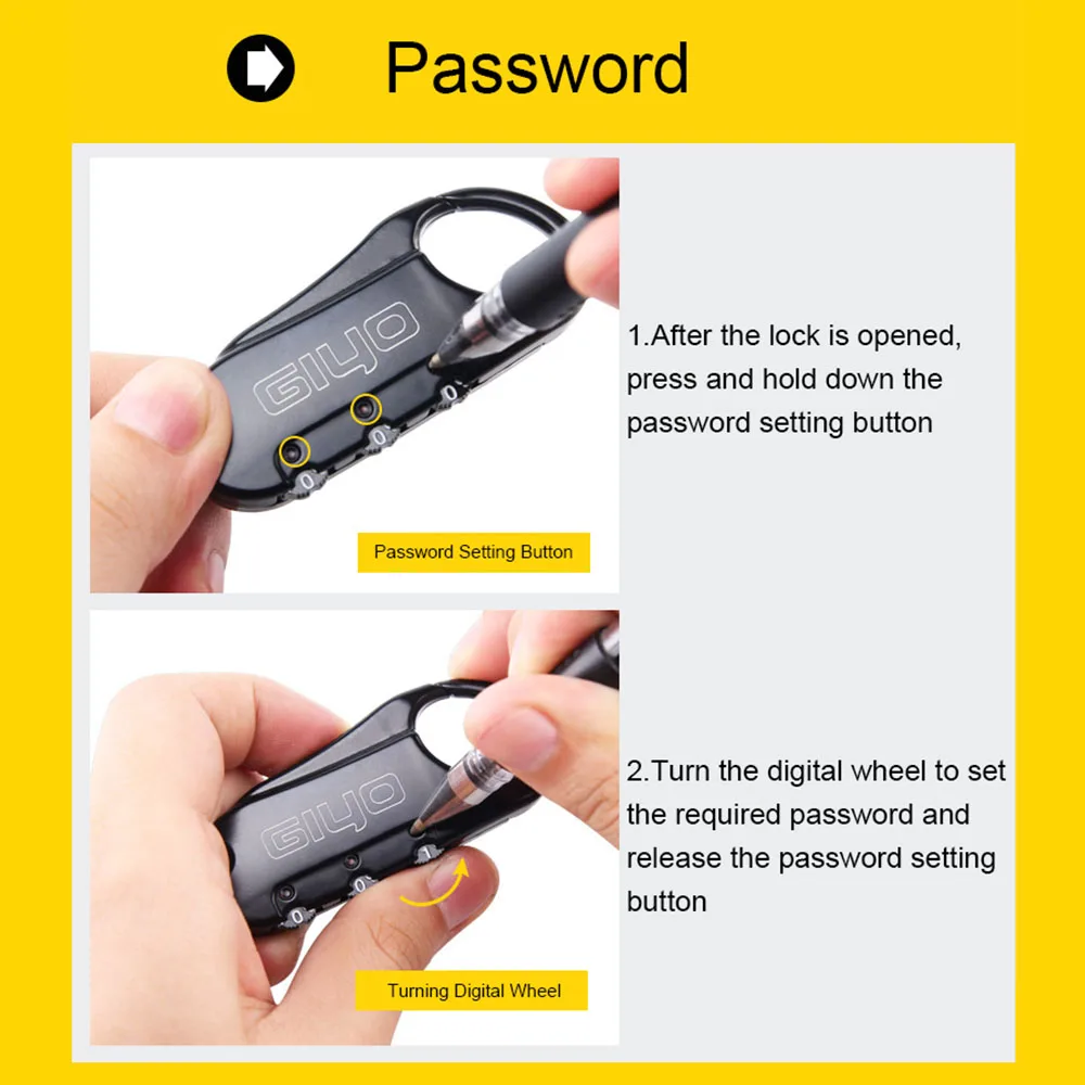 GIYO Portable Riding Supplies Mini Bike Lock Multi-Function MTB Bike Road Bike Helmet Cushion Carriage Wheel Spring Coded Lock