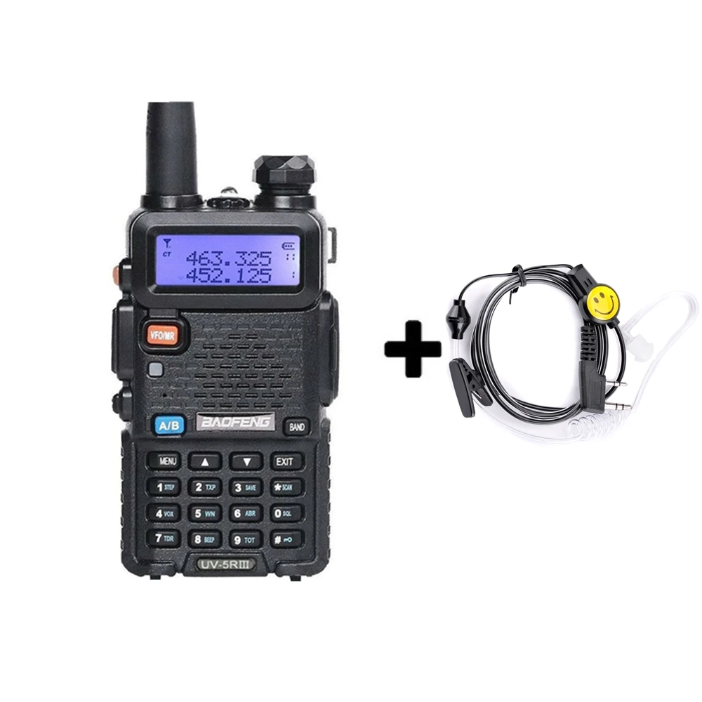 Baofeng UV-5R III трехдиапазонная двойная антенна рация VHF 136-174 Mhz/220-260 Mhz& UHF 400-520Mhz Ham радио сканер UV5R UV 5R - Цвет: add 1 smile headset