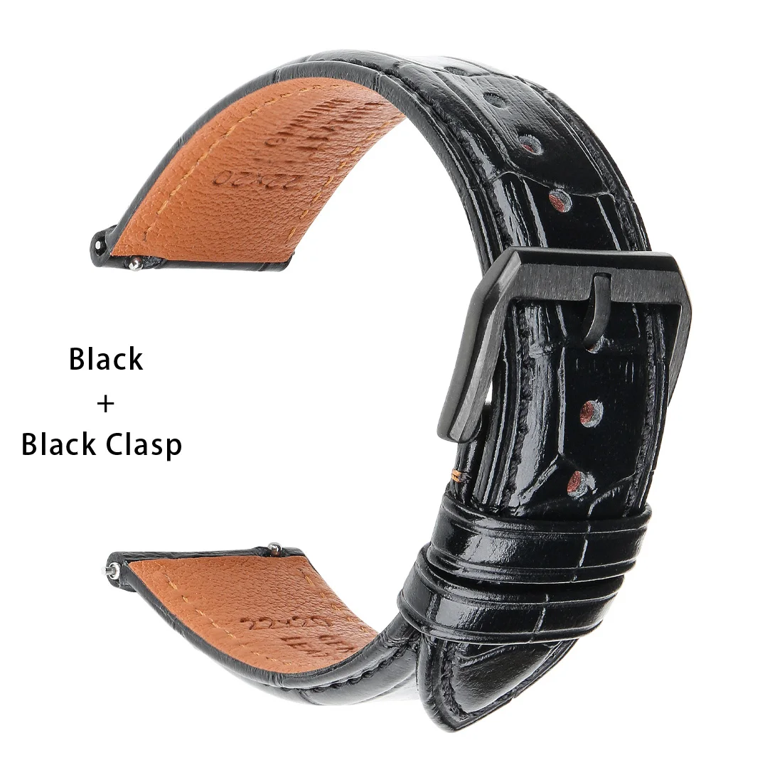 Elegant Two-Tone Leather Watch Strap with Butterfly Buckle