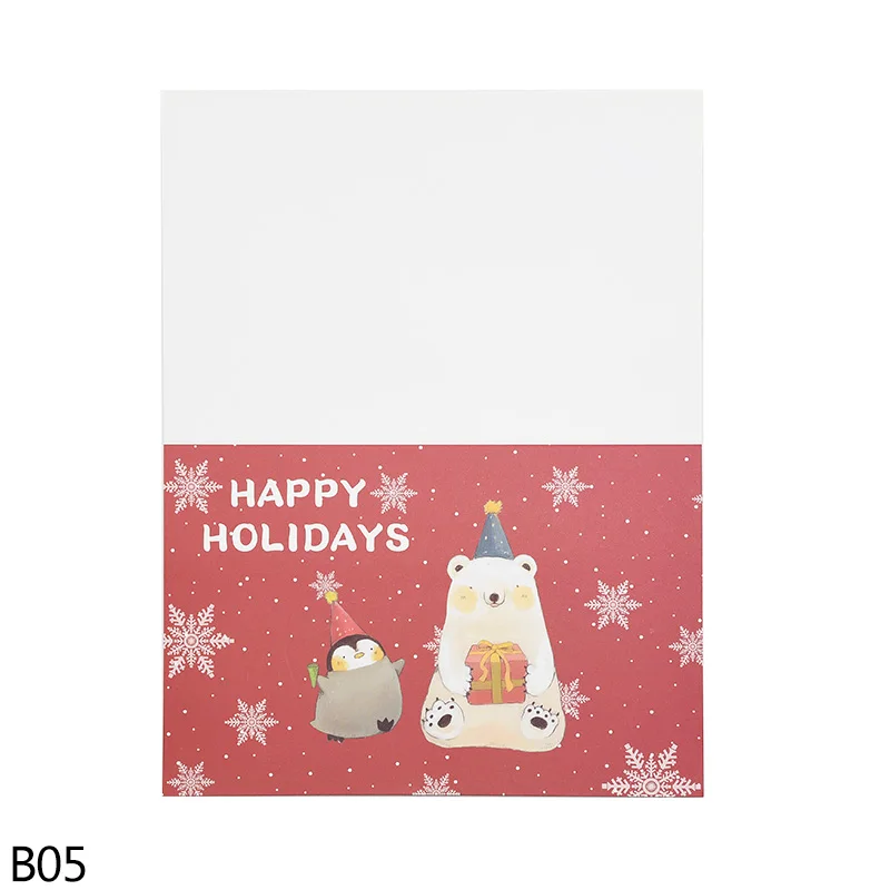 B05 happy holiday 2/5 шт, 10*15 см мультфильм Санта Клаус счастливых праздников рождественские поздравительные открытки с конверт для год Почтовые открытки подарочная карта - Цвет: B05 happy holiday