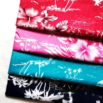 

coconut tree print fabric cheap peach skin fabric for men's Beach pants in summer thin sewing material 0.5 yards/piece W45