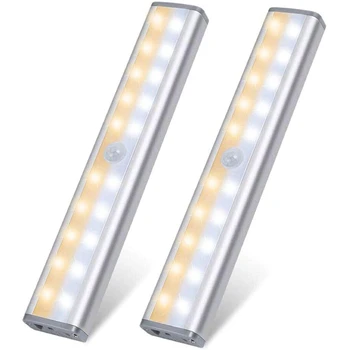 

Under Cabinet Lighting,20 Led Motion Sensor Closet Light with 3 Color Mode,Wireless Usb Rechargeable Battery Operated Lights for
