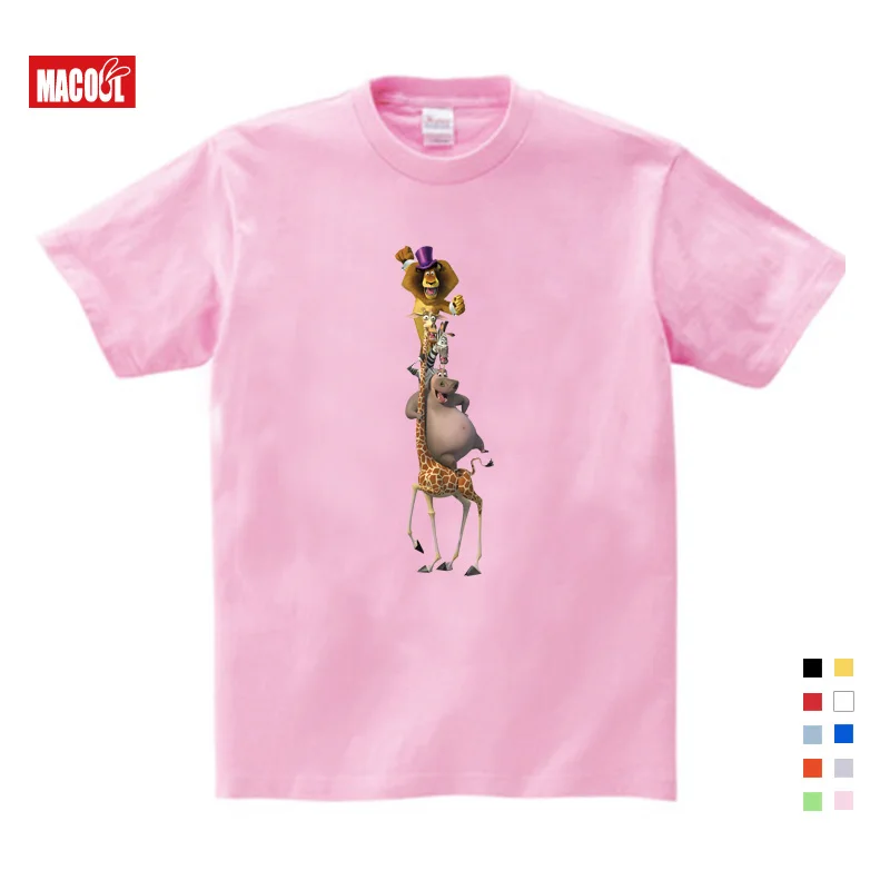 

Summer New T Shirt Cartoon printing Madagascar Cute Funny Pink T Shirt Summer Send Children Birthday Gift Kids Clothes 3T-9T