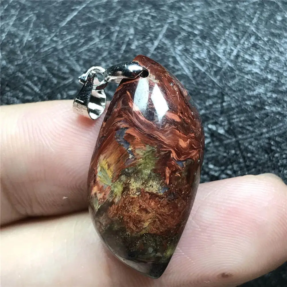 Натуральный Красный Pietersite кулон для обувь для мужчин и женщин; кристаллическое Украшение «конский глаз» 28x14x7 мм Намибии фейерверка благодаря серебристому стеклу бусины ювелирные изделия кулон AAAAA