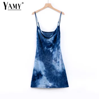 

2020 sexy dress women mini paty dresses backless elegant vestidos casual beach dress vintage tie dye ladies dresses summer