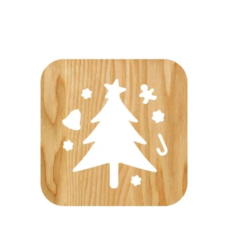 

Wooden Christmas Tree Lamp Children's Night Light Kids Bedroom Decoration Warm Light LED USB Night Light for Children Gift