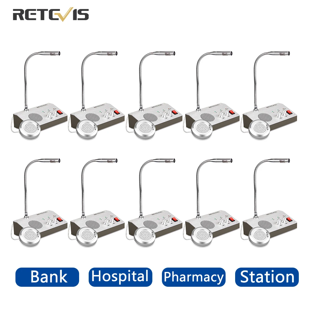 

Retevis RT-9908 Window Intercom System Dual Way Interphone Window Speaker Two-Way Intercom 10PCS for Pharmacy Bank Bus Station