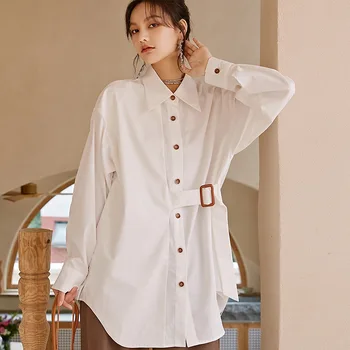 

S3300 Korean-style Fashion Autumn New Style Origional WOMEN'S Dress Loose Large Version Boyfriend Wind Waist Hugging Lace-up Sin
