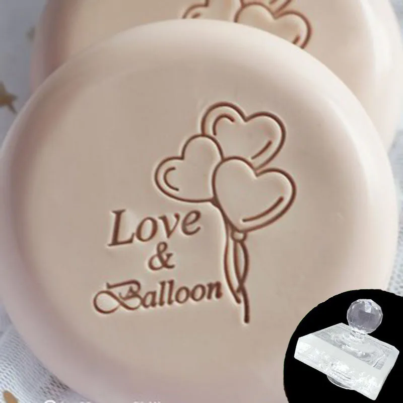 Love Balloon Pattern Soap Stamp, Resin Soap Stamp, Natural Handmade Seal, Acrylic, Mini, DIY, 4cm