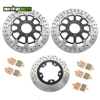 

BIKINGBOY Black / Gold Front Rear Brake Discs Disks Rotors Pads For Suzuki GSXR1000 GSX-R1000 GSXR GSX-R 1000 K3 03 2003