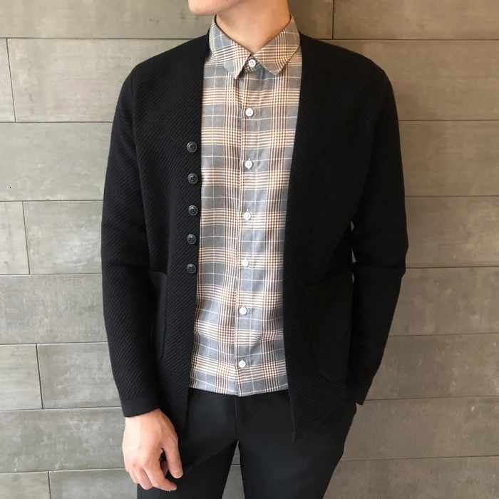 

Casual Button Sweaters Long Sleeve Slim Fit Pull Homme Solid Color Sweater Male Knitting Cardigan Loose Coat Sweater Men Sweater
