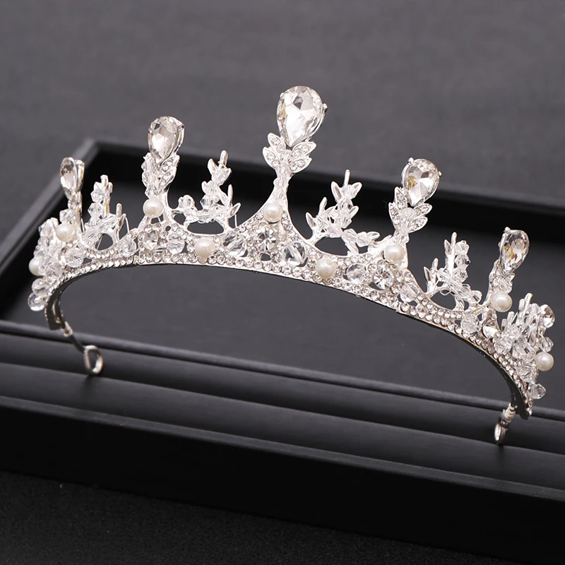 Трендовые свадебные аксессуары для волос Серебряная Жемчужная Повязка На Голову Корона свадебный головной убор Принцесса Корона для невесты подарок