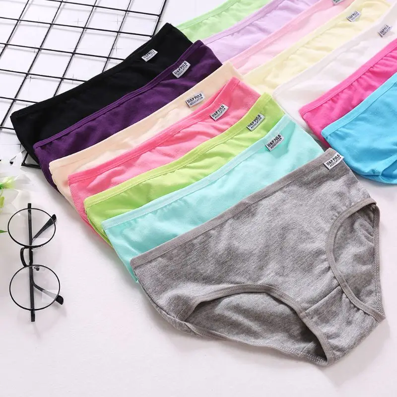 

Womens Girls Cotton Underwear Brief Solid Panties Breathable Underpants L Size