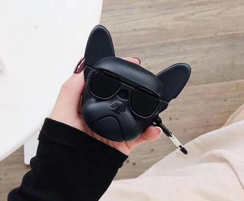 Крутая Собака Мягкий силиконовый чехол для гарнитуры для AirPods 1/2 наушники зарядный чехол сумка с ремешком крюк