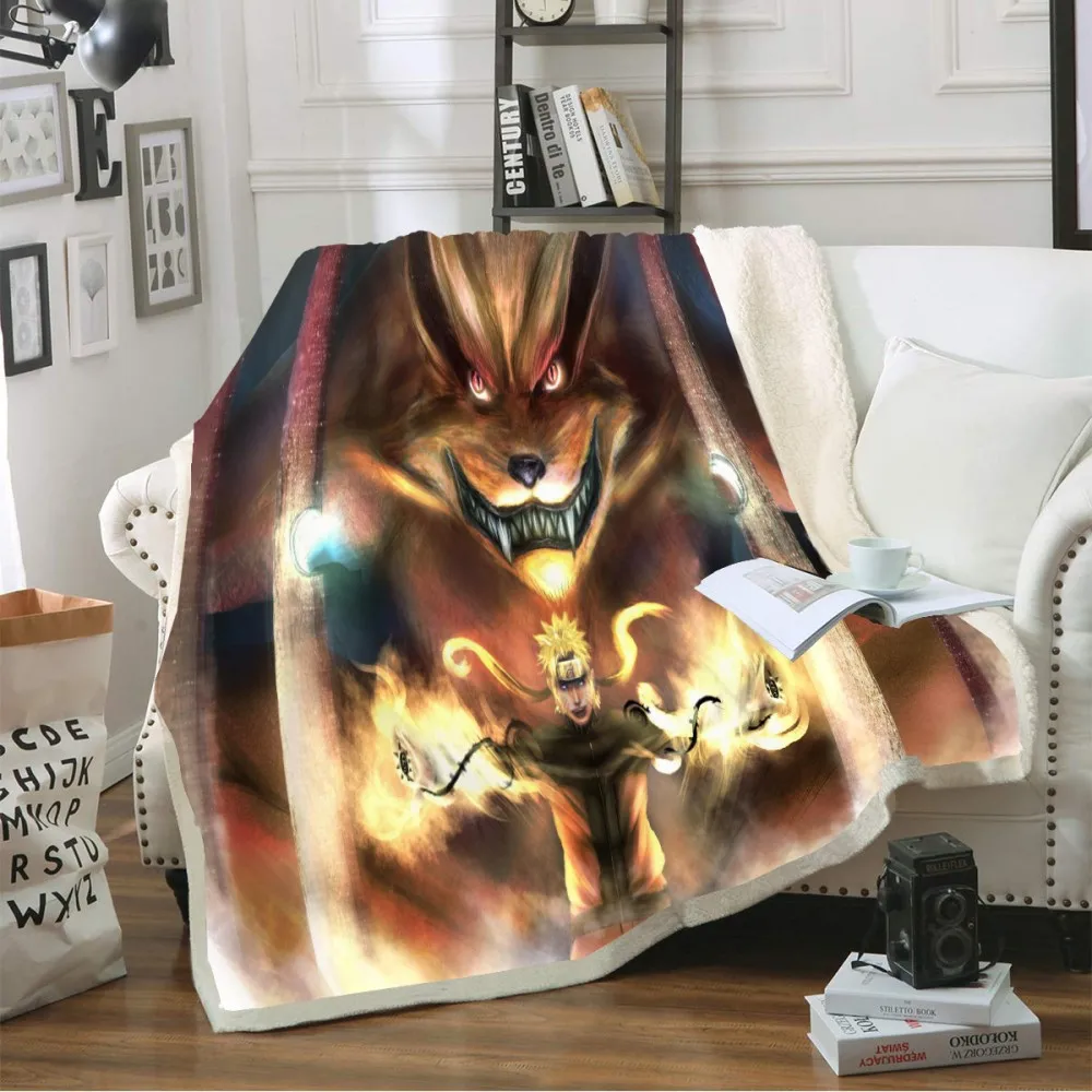 

Anime Naruto Tail Beast Throw Blanket Soft Sherpa Coral TV Blanket Single Nap Blanket Knee Blanket Autumn/Winter Kid's Bed Sheet