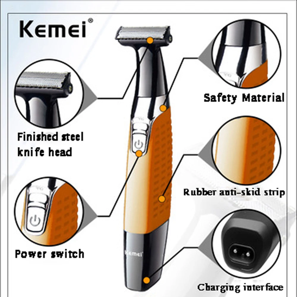 KEMEI One Blade Мужская электрическая бритва для бороды, тела, лица, электрическая бритва для мужчин, KM-1910, триммер для бритья бороды