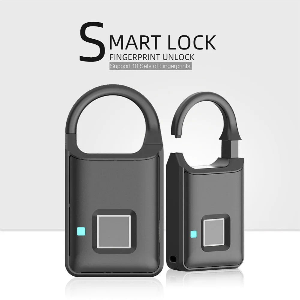 Замок из цинкового сплава, без ключа, с защитой от отпечатков пальцев, USB Перезаряжаемый дверной замок, умный, с отпечатком пальца, быстрый разблокированный, электронный замок