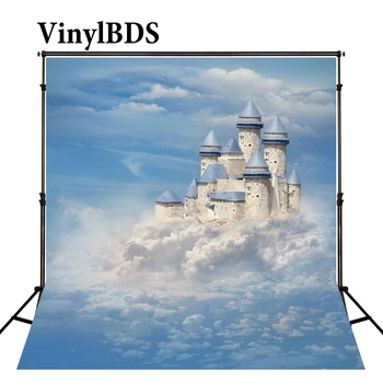 

VinylBDS 8X8ft Photography Background Castle Newborn Backdrops Bluesky Cloud Washable and Wrinkle Free Photography Backdrops