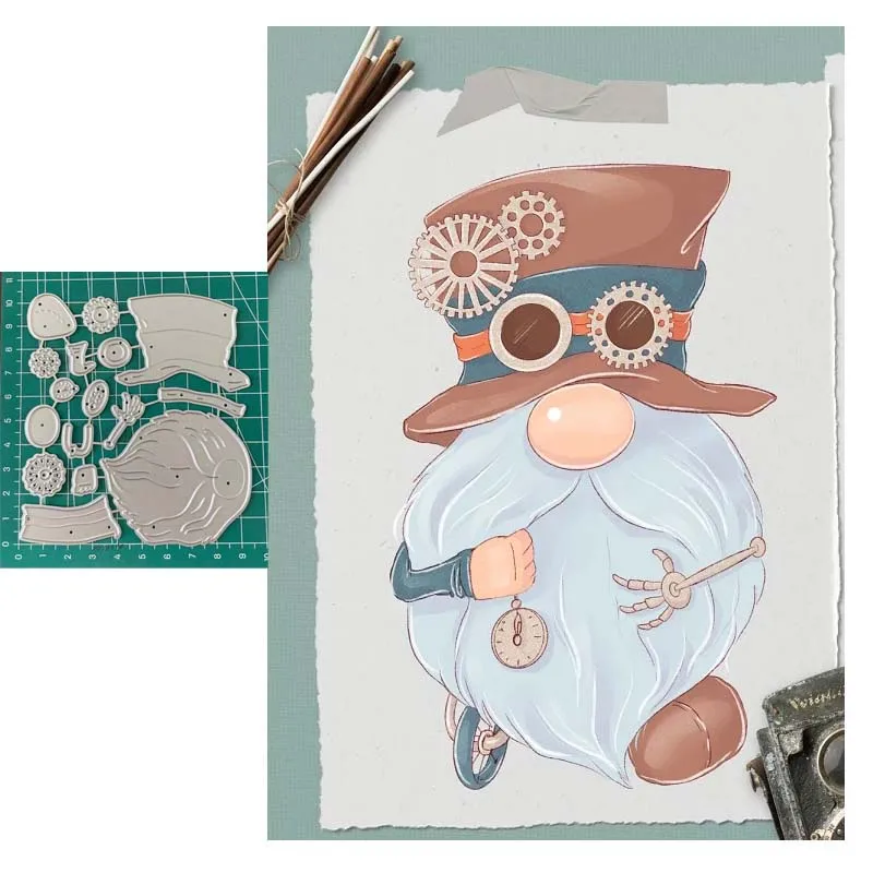 2021 Steampunk Gnome Cutting Dies DIY Scrapbooking Album Paper Cards Decorative Crafts Embossing Die Cuts | Дом и сад