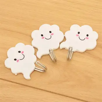 

3/6/9pcs Cute Cloud Shape Self Adhesive Wall Hooks Hanger Strong Suction Cup Wall Mounted Hanger Waterproof Heavy Load Rack Hook